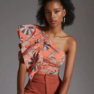 Anthropologie Letrueke One-Shoulder Ruffle Crop